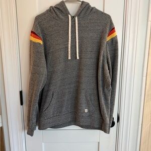 Marine Layer Banks Charcoal Hoodie with Red and Yellow Accents